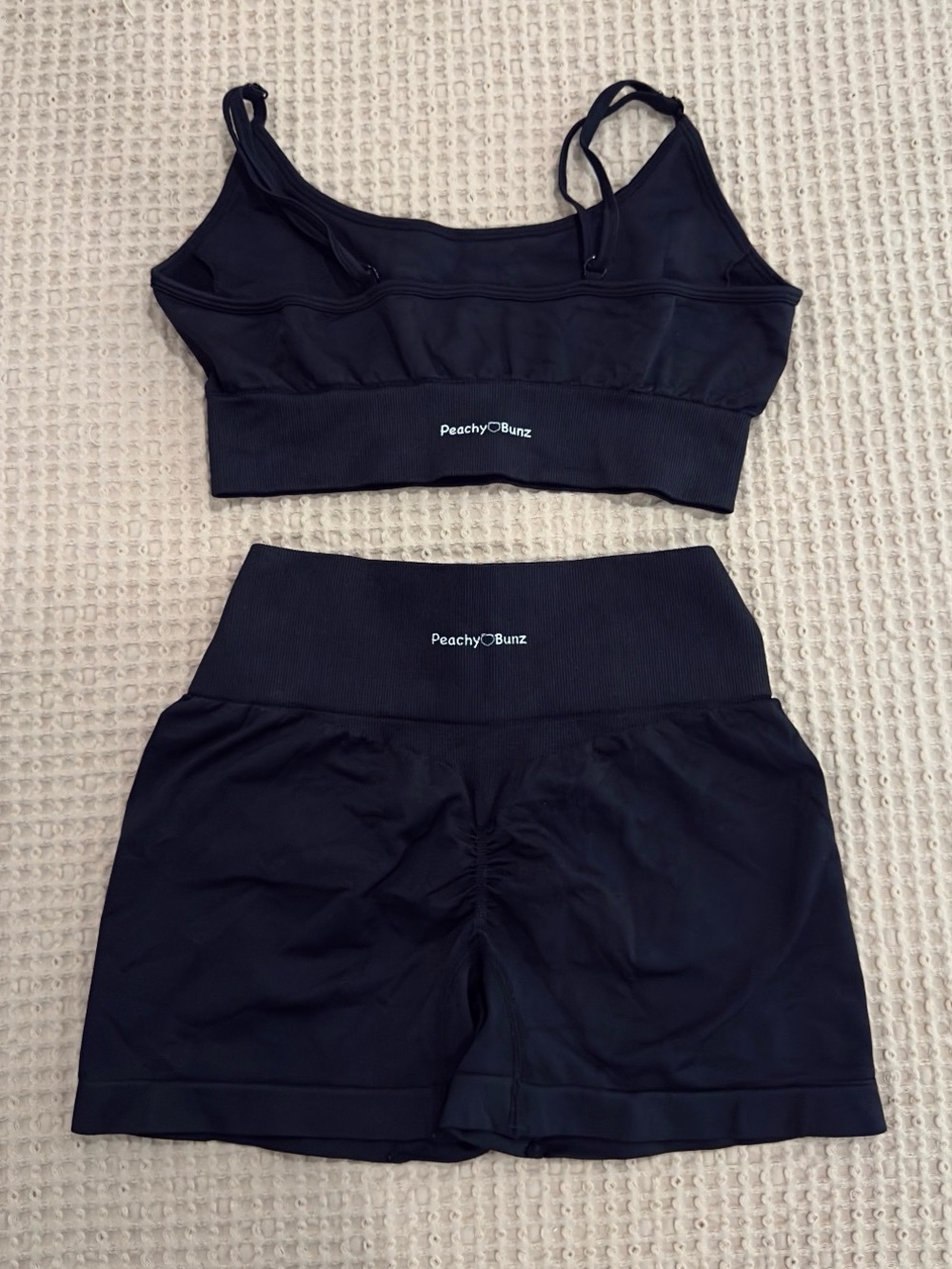 Peachy Bunz Black Active Sports Bra & Scrunch Booty Shorts Set
